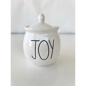 JOY Rae Dunn By Magenta Sugar Bowl Black Words Christmas Rare 5.5” W Lid